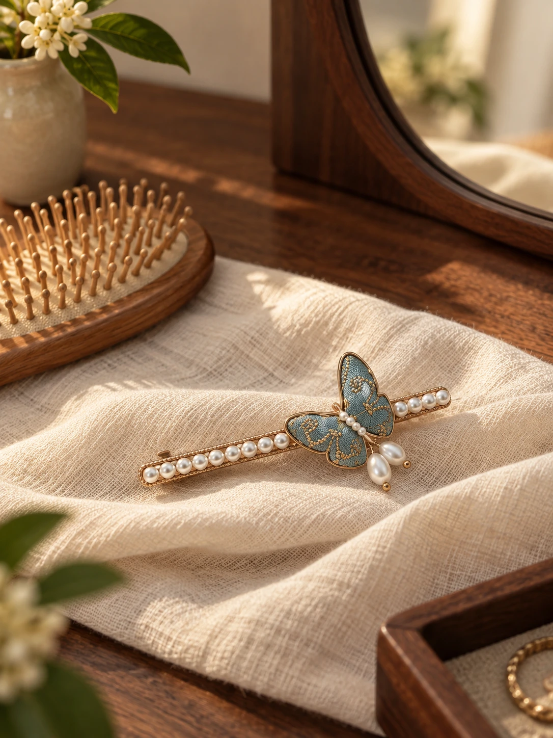 Brocade Butterfly Hair Clip in context
