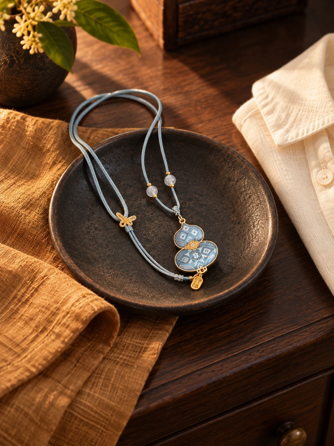 Brocade Gourd Necklace in context