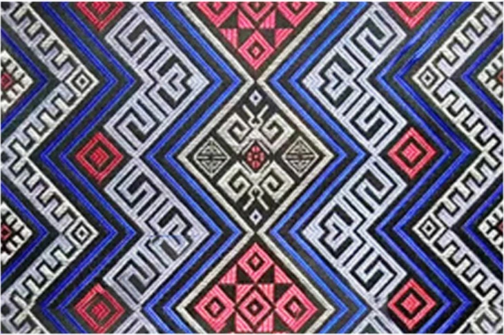Original supplier fabric swatch: Indigo, Cream & Rose