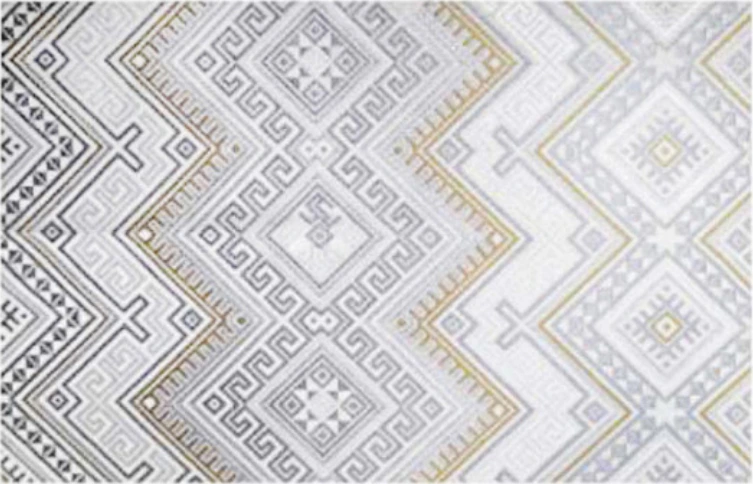 Original supplier fabric swatch: Ivory & Grey Geometry