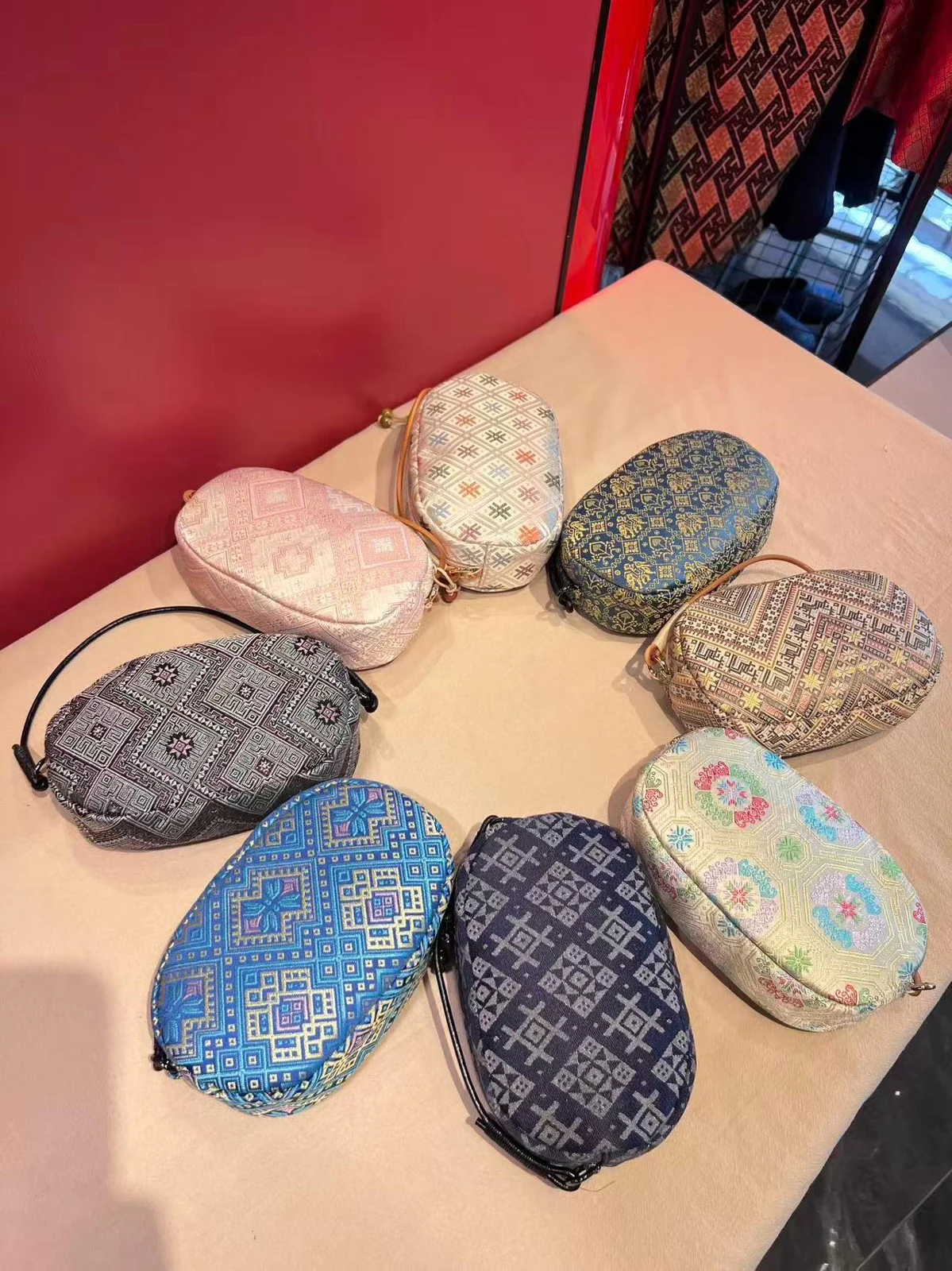 Rounded Brocade Crossbody — Supplier photograph